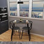 Mutfak Masa Sandalye Takımı 2 Kişilik Masa Sandalye Seti Siyah 1101