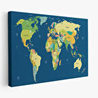 Harita Sepeti Dünya Haritası Dekoratif Kanvas Tablo 1101