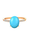 Pırlanta Ve Turkuaz Taşlı Yüzük