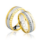Sarı Beyaz Renkli Altın Alyans - 1105