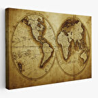 Harita Sepeti Eskitme Dünya Haritası Vintage Dekoratif Kanvas Tablo 1105