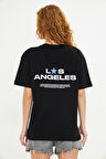Los Angeles Baskılı %100 Pamuk Oversize Kadın Tişört