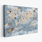 Harita Sepeti Çocuk Odası Temalı Dekoratif Kanvas Tablo 1106