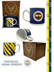 Fenerbahçe Lisanslı Kupa Lacivert Logolu Mug Hediyelik Ahşap Kutulu