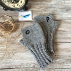 İsmine Özel Gri El Örgüsü Eldiven, Yeni Yıl Hediyesi, Unisex