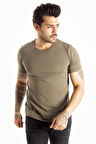 DeepSEA Erkek Haki Sıfır Yaka Dar Kesim Basic Tişört 1801131