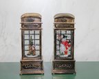 Telefon Kulübesi Tasarımlı Yılbaşı Temalı Işıklı Müzikli Kar Küresi Model 1 