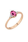 Pırlanta Ve Oval Pembe Turmalin Taşlı Yüzük