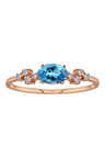 Pırlanta ve Oval Mavi Topaz Taşlı Aquala Yüzük 1117R0340