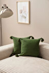 Swita Home Home Design İkili Dekoratif Püsküllü Kırlent Kılıfı Yeşil 43x43