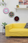 Mandala Desenli 3'lü Ahşap Tablo Modeli, Ev, Oturma Odası, Salon, Ofis Şık Duvar Dekorasyonu