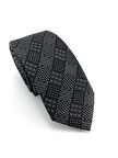  Siyah Beyaz Kare Desenli Slim Kravat