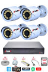 FURY 4 Lü Gece Renkli Görüş Güvenlik Kamerası Full Hd-su Geçirmez Güvenlik Kamerası Seti 500gb