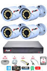 FURY 4 Lü Gece Renkli Görüş Güvenlik Kamerası Full Hd-su Geçirmez Güvenlik Kamerası Seti 1tb