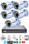 FURY 5 li Gece Renkli Görüş Güvenlik Kamerası Full HD-Su Geçirmez Güvenlik Kamerası Seti 500GB