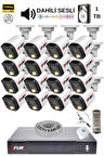 FURY 16 Kamera Sesli Gece Renkli Güvenlik Kamerası Full Hd-su Geçirmez Güvenlik Kamerası Seti 1TB
