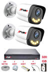 FURY 2 Kameralı 4 Warm Led Gece Renkli Görüş-Cepten İzle-Su Geçirmez Güvenlik Kamerası Seti 320GB