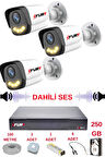 FURY 3 LÜ Sesli Gece Renkli Görüş Güvenlik Kamerası Su Geçirmez Güvenlik Kamerası Seti 5590s 250GB