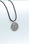 Roma Parası Sikke - sezar Kolye Deri İp Kolye Gümüş Kaplama Erkek Kadın Kolye