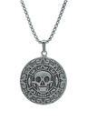 Aztec Karayip Korsanları Madalyon Örme Zincir Kolye - Gümüş Kaplama - Erkek Kadın Kolye - No:1378