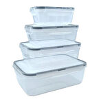 BUFFER® 4lü İç İçe Sızdırmaz Contalı Kilitli Kapaklı Plastik Erzak Saklama Kapları LC315