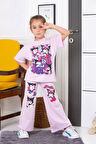 Oversize İspanyol Paça Kuromi Baskılı Kız Çocuk Takım