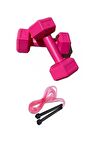 1 Kg Pembe Dambıl Ve Atlama Ipi Seti Egzersiz Seti Antrenman Seti 1 Kg 2 Adet 2 Kg Dambıl Seti