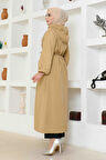 Belden Kemer Detayli Uzun Trençkot BRC1908 Latte