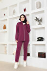 ​Kapşonlu Cep Detayli Eşofman Takımı BRC1602 Mor