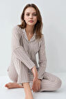 Kadın Giyim %100 Pamuklu Gömlek Pijama Takımı L1.AR.342.6.001
