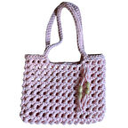 Uretti - Emine 9106 El Örgüsü Ahşap Boncuk Detaylı Penye Kumaş Omuz Çantası - 27 x 21