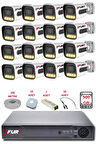 FURY 16 Kameralı Set Full HD Gece Renkli Görüş-Cepten İzle-Su Geçirmez Güvenlik Kamerası Seti 500GB