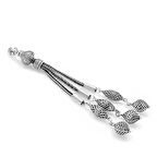 Telkari Tasarım 3'lü Kamçı 925 Ayar Gümüş Püskül