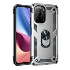 Gpack Xiaomi Redmi K40 Kılıf Vega Tank Koruma Standlı Yüzüklü MıknatıslıNano Glass
