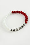 Kırmızı Beyaz Doğaltaş Bileklik 6 mm