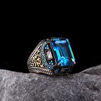 925 AYAR GÜMÜŞ SİYAH ZİRKON TAŞLI ERKEK YÜZÜK