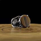 925 Ayar Gümüş Kaplangözü Taşlı Arma Tuğra Model Yüzük