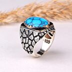 TURKUAZ TAŞLI PETEK MODEL 925 AYAR GÜMÜŞ YÜZÜK