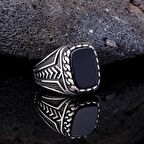 925 AYAR GÜMÜŞ ONIX TAŞLI ÖRGÜ MODEL YÜZÜK