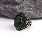 ZİRKON TAŞLI YEŞİL RENK ERKEK GÜMÜŞ YÜZÜK