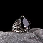 925 AYAR GÜMÜŞ SİYAH RENK ZİRKON TAŞLI YÜZÜK