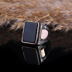 ONİKS TAŞLI KARE MODEL 925 AYAR ERKEK GÜMÜŞ YÜZÜK