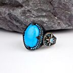 TURKUAZ TAŞLI YILDIZ MODEL ERKEK GÜMÜŞ YÜZÜK