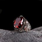 925 AYAR GÜMÜŞ KIRMIZI RENK ZİRKON TAŞLI YÜZÜK