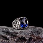 925 AYAR GÜMÜŞ ZİRKON TAŞLI DESEN MOTFLİ ERKEK YÜZÜK