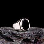 ONİX TAŞLI DÜZ PARLAK MODEL 925 AYAR GÜMÜŞ ERKEK YÜZÜK