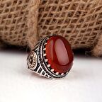 AKİK TAŞLI OVAL MODEL 925 AYAR GÜMÜŞ ERKEK YÜZÜK