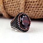 ZİRKON TAŞLI OVAL MODEL 925 AYAR GÜMÜŞ ERKEK YÜZÜK