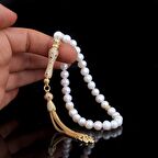 ALTIN KAPLAMA ZİRKON TAŞLI GÜMÜŞ SET İNCİ TAŞLI TESBİH 328