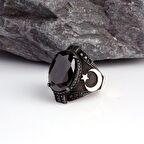 ONIX TAŞLI AY YILDIZ MODEL ERKEK GÜMÜŞ YÜZÜK